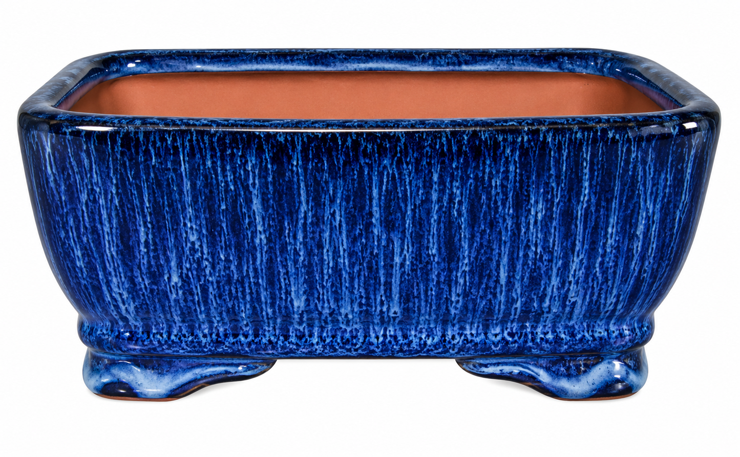 8" Ceramic Cactus - Rectangle Bonsai Pot Blue Color
