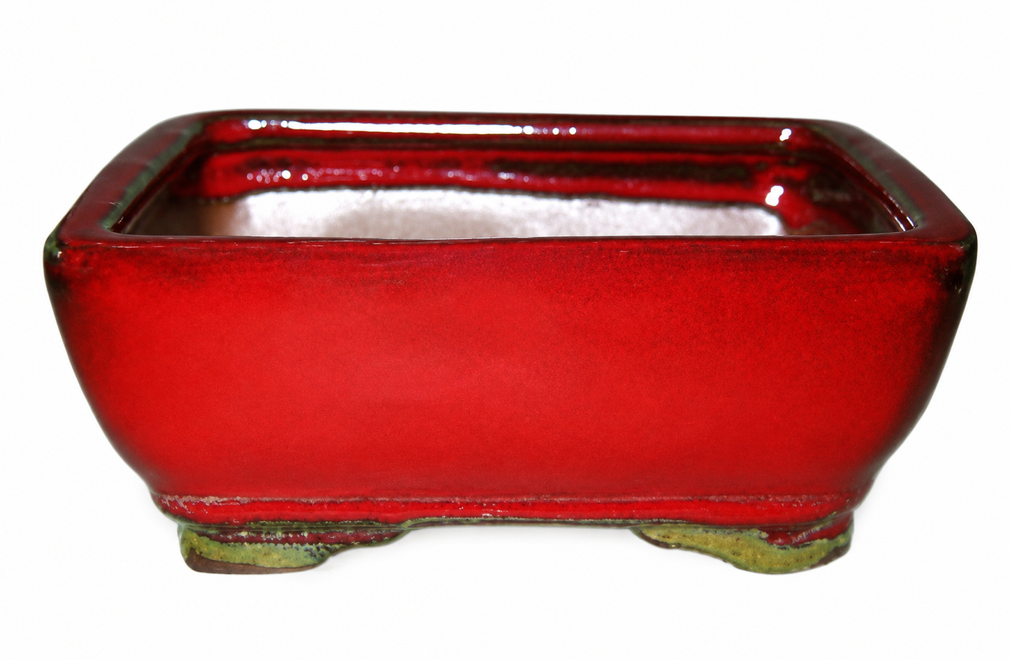 8" Ceramic Cactus - Rectangle Bonsai Pot red Color