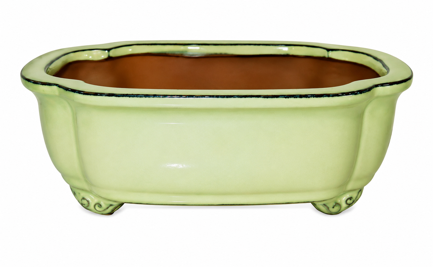 8" Ceramic Cactus - Oval Bonsai Pot Tan Color